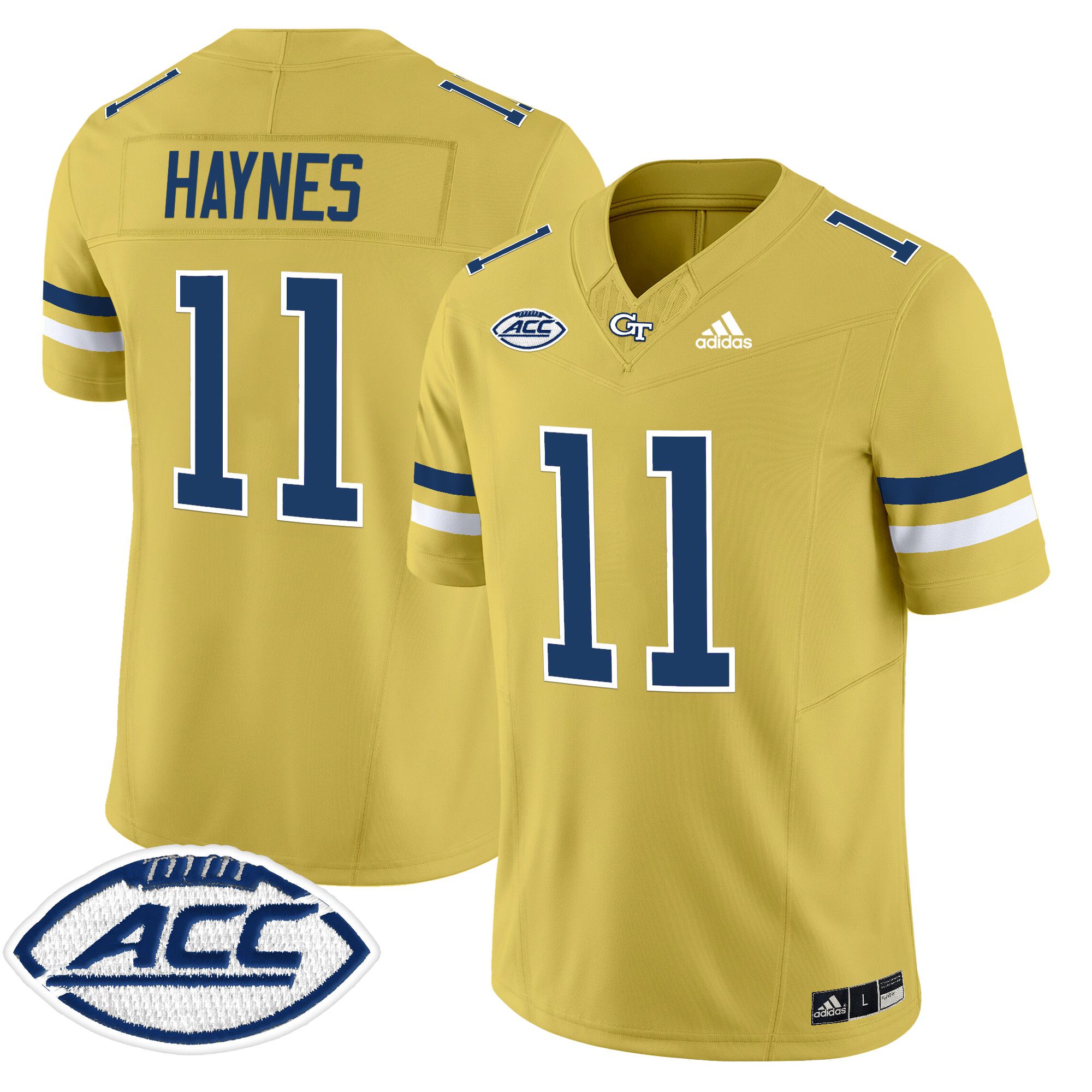 Men Georgia Tech #11 Haynes Yellow Asidas 2024 Vapor Limited NCAA Jersey style 1